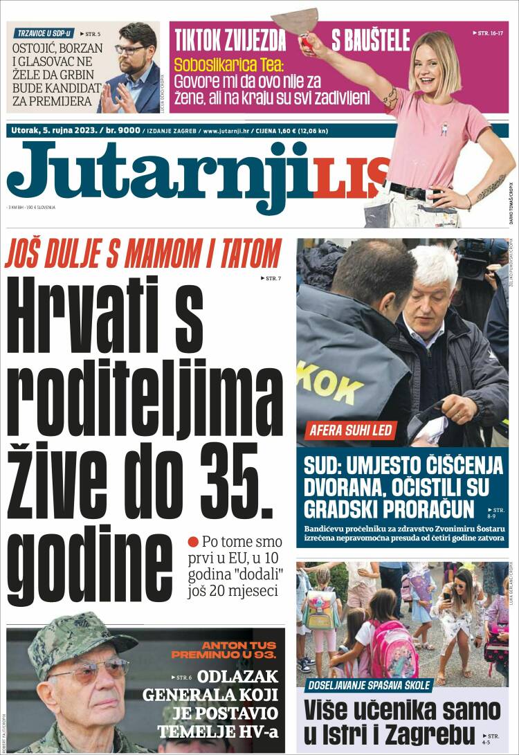 Portada de Jutarnji List (Croacia)