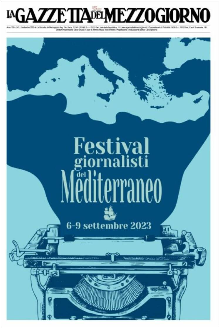 Portada de La Gazzetta del Mezzogiorno (Italia)