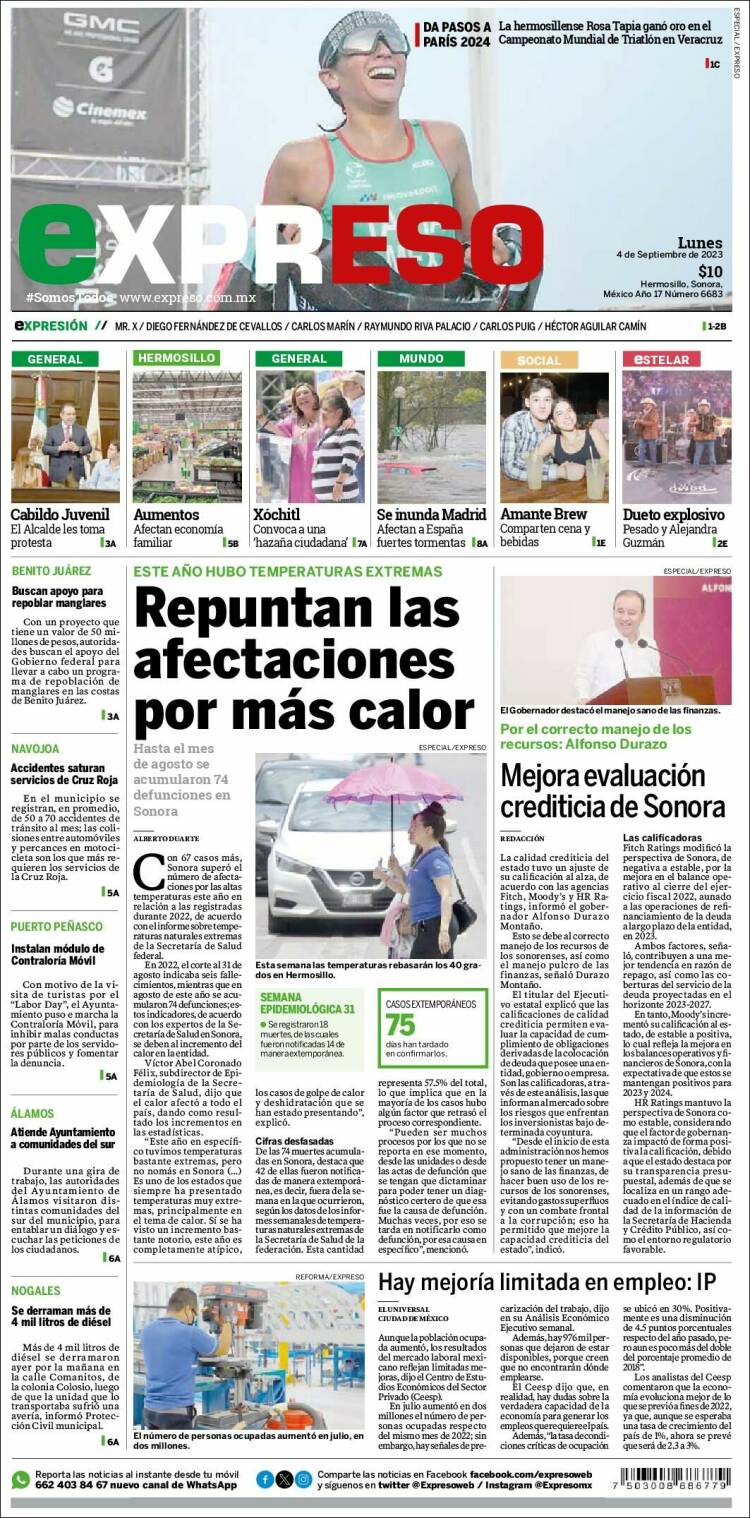 Portada de Expreso (M&eacute;xico)