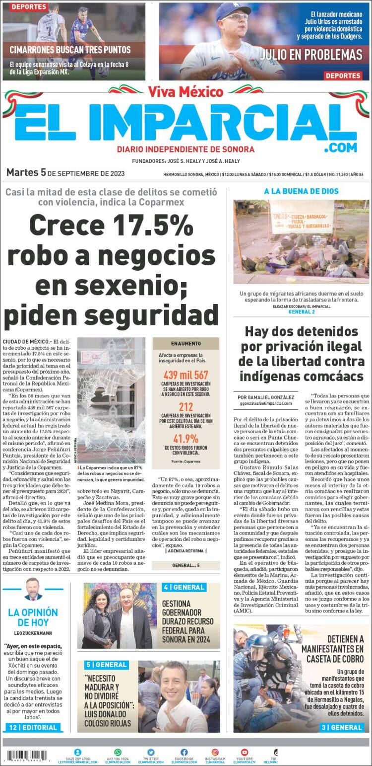 Portada de El Imparcial (M&eacute;xico)