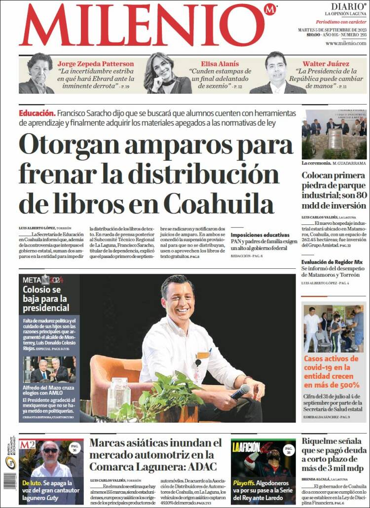 Portada de Milenio - Laguna (M&eacute;xico)