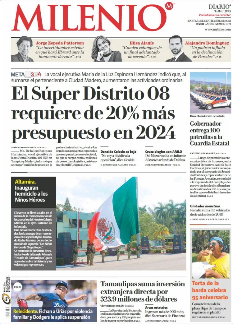 Portada de Milenio - Tamaulipas (M&eacute;xico)