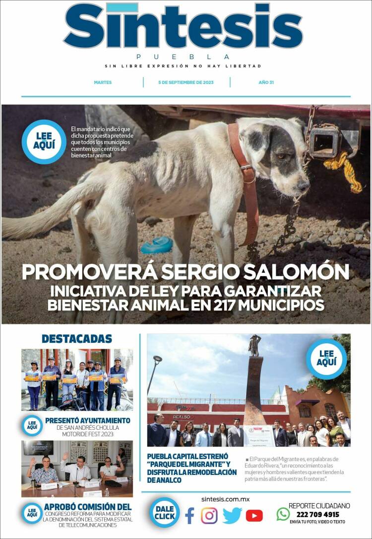 Portada de Síntesis - Puebla (M&eacute;xico)