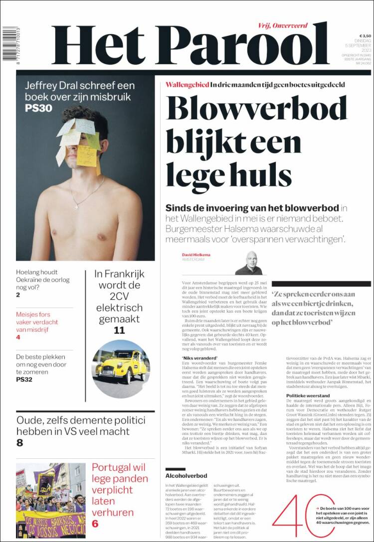 Portada de Het Parool (Pa&iacute;ses Bajos)