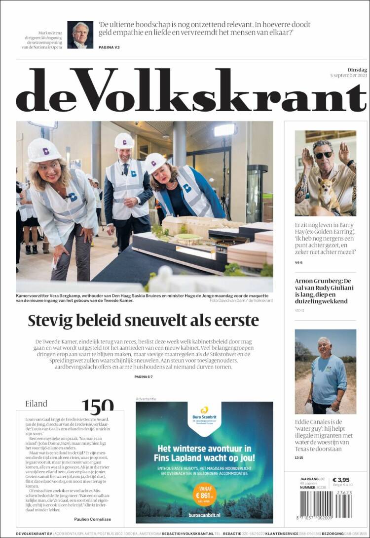 Portada de De Volkskrant (Pa&iacute;ses Bajos)