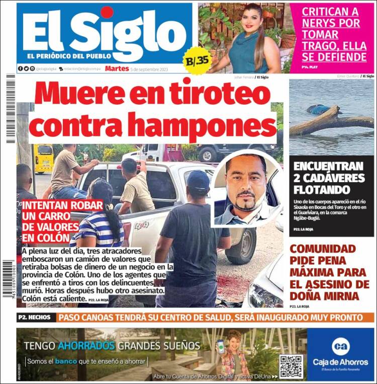 Portada de El Siglo (Panam&aacute;)