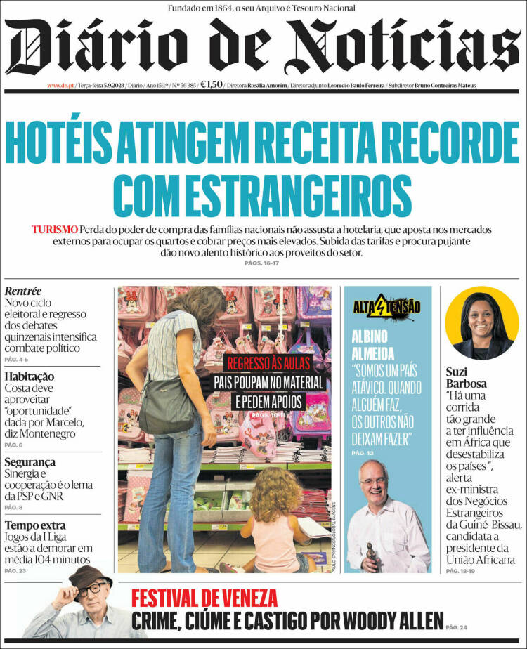 Portada de Diário de Noticias (Portugal)