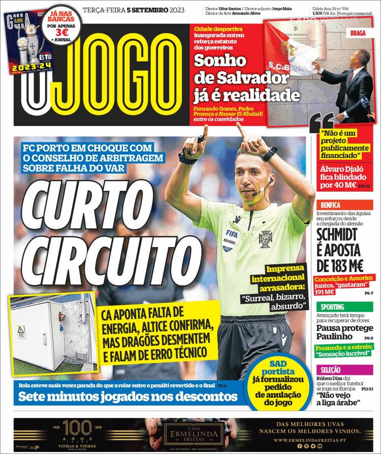 Portada de O Jogo (Portugal)