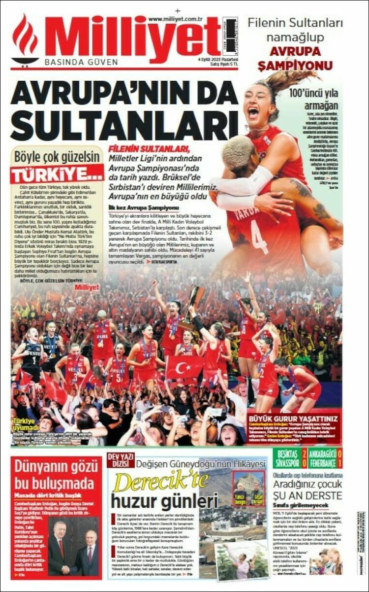 Portada de Milliyet (Turqu&iacute;a)