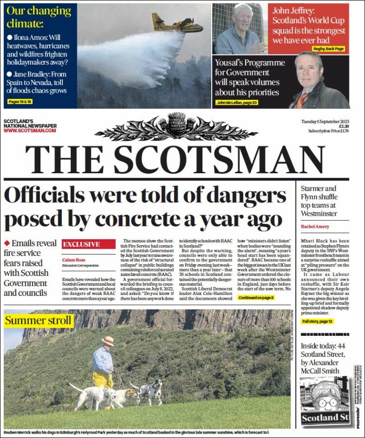 Portada de The Scotsman (Reino Unido)