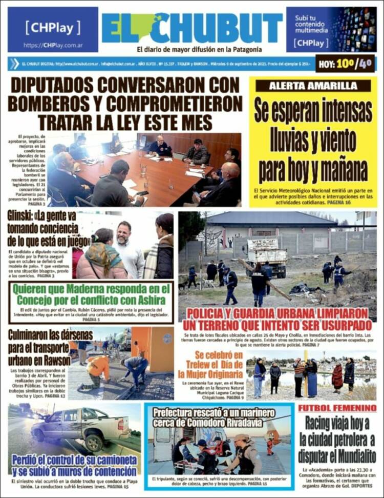 Portada de El Chubut (Argentina)
