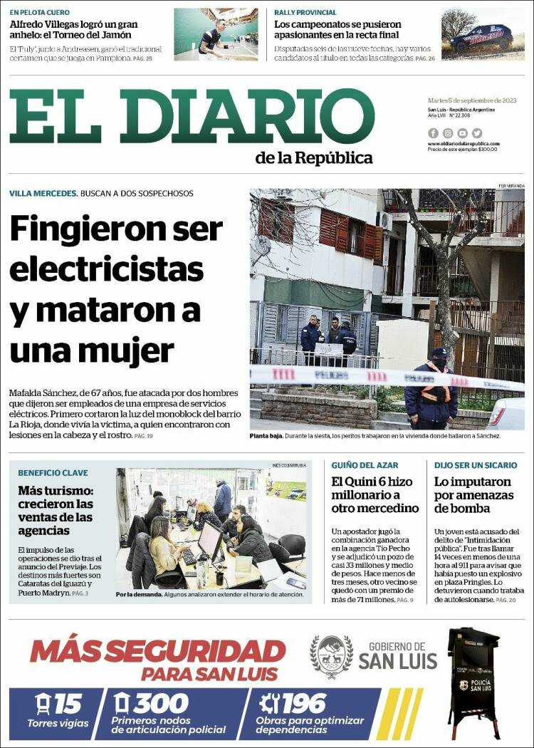Portada de Diario de la República (Argentina)
