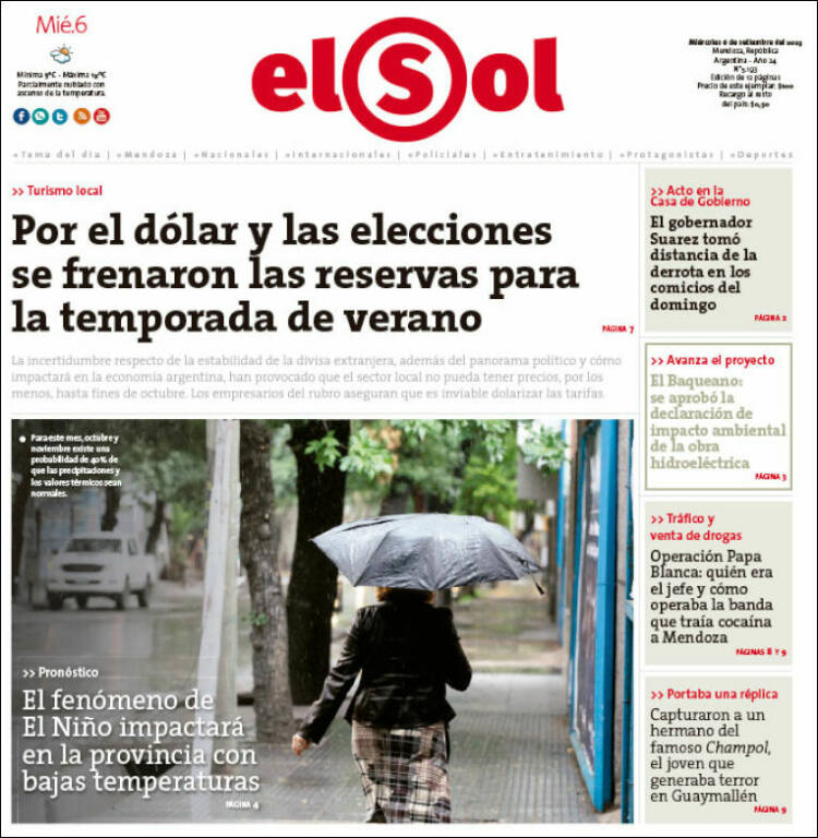 Portada de El Sol Diario (Argentina)