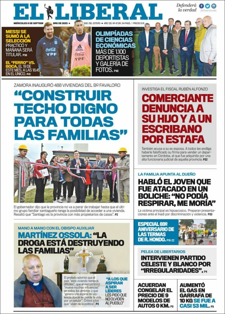 Portada de Diario El Liberal (Argentina)
