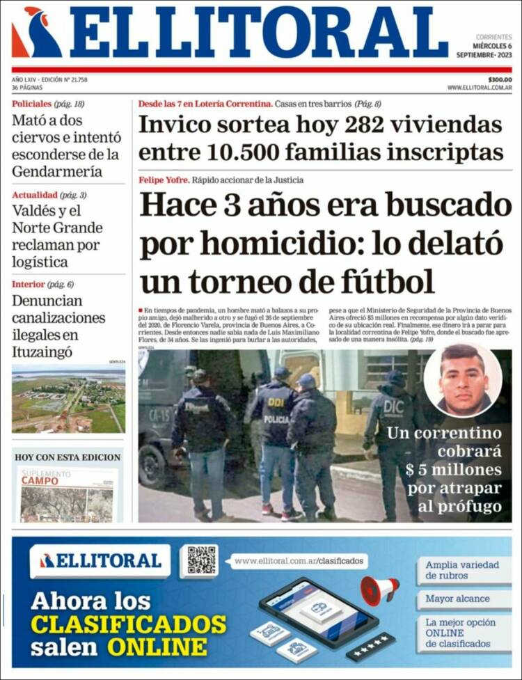 Portada de El Litoral Corrientes (Argentina)