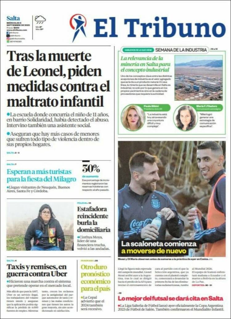 Portada de El Tribuno - Salta (Argentina)