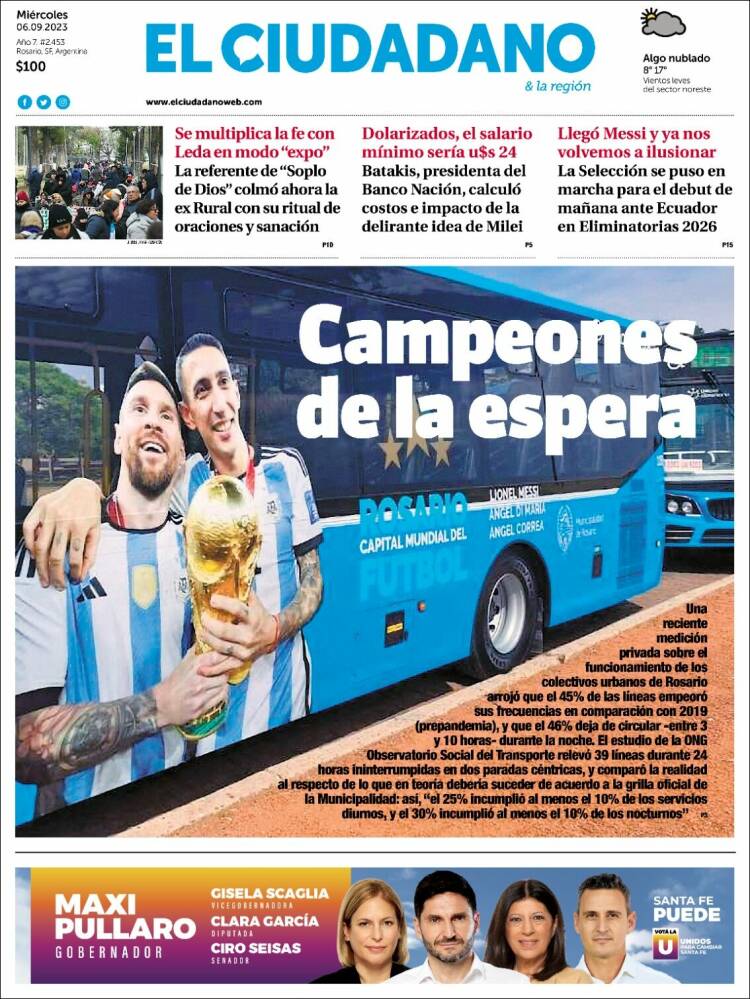 Portada de Diario El Ciudadano (Argentina)