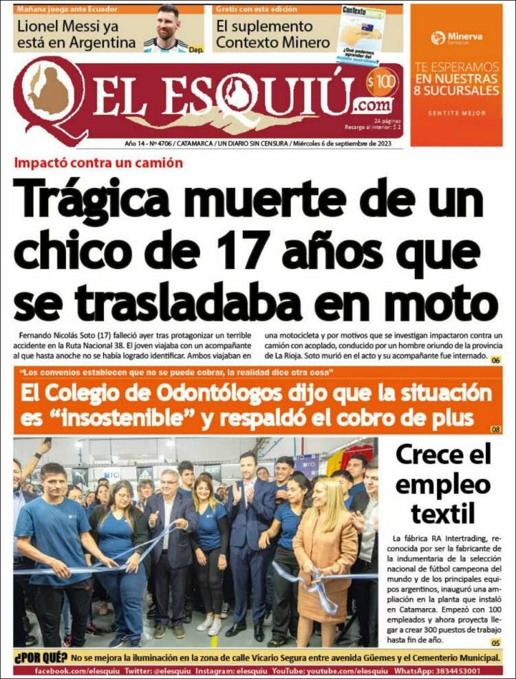 Portada de El Esquiu (Argentina)