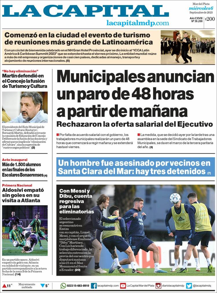 Portada de Diario La Capital - Mar del Plata (Argentina)
