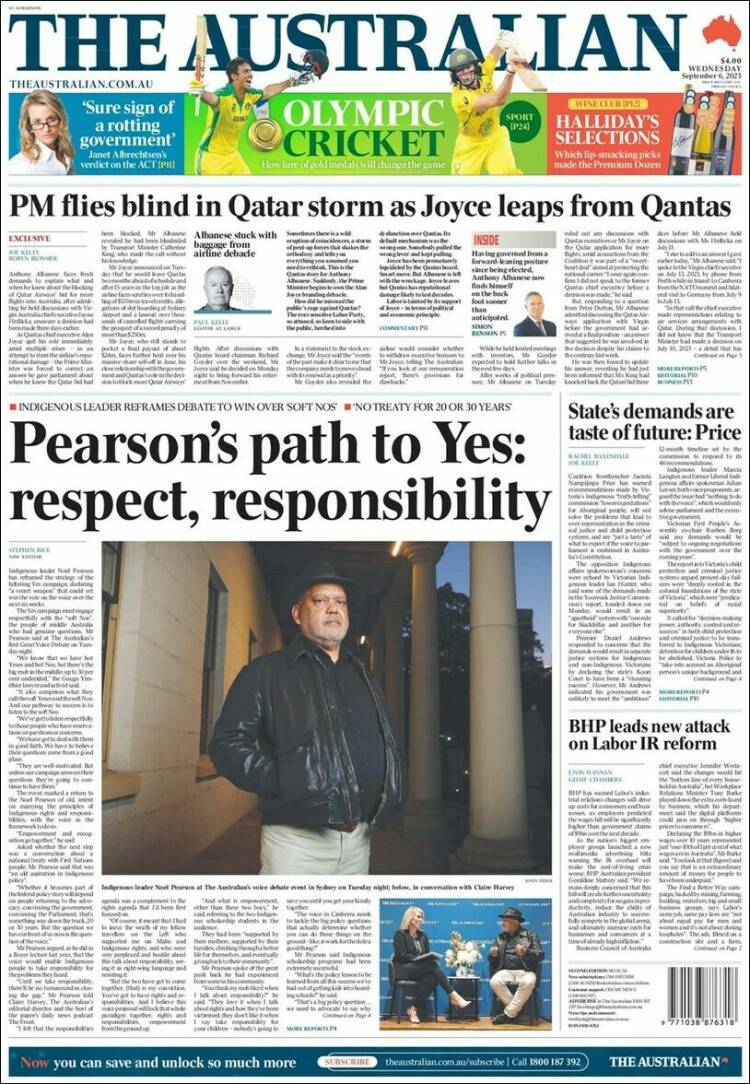 Portada de The Australian (Australia)