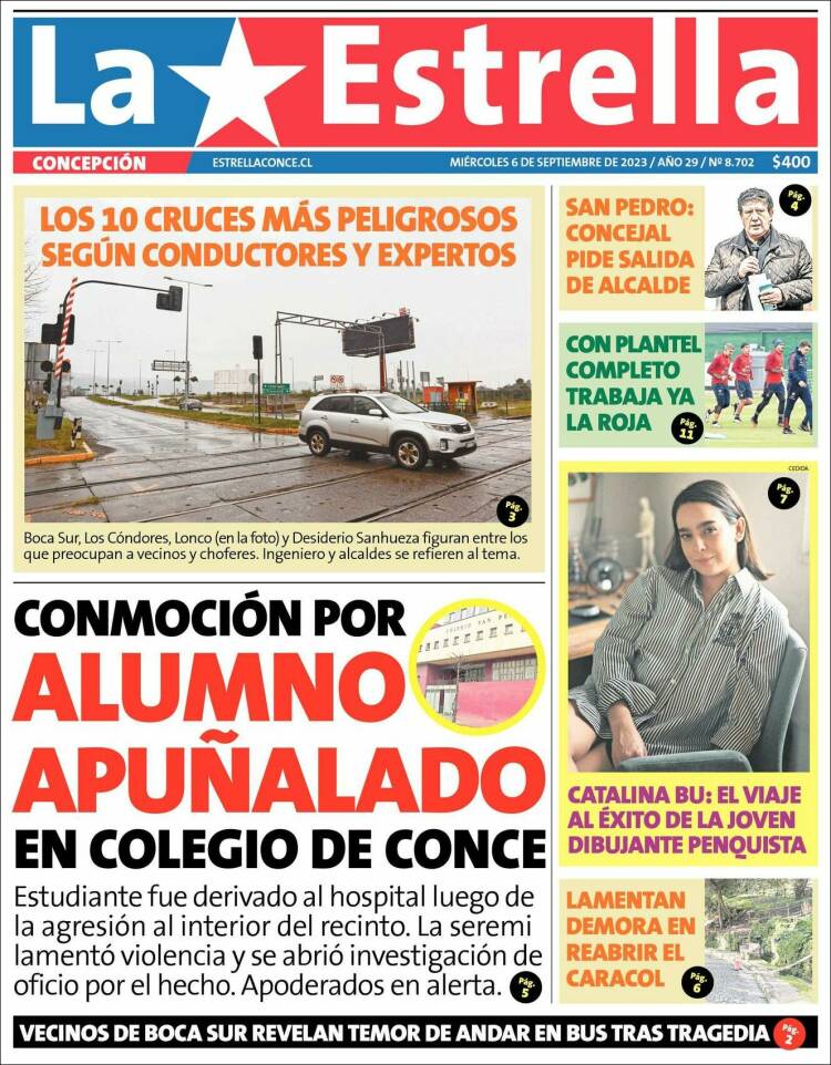Portada de La Estrella de Concepción (Chile)