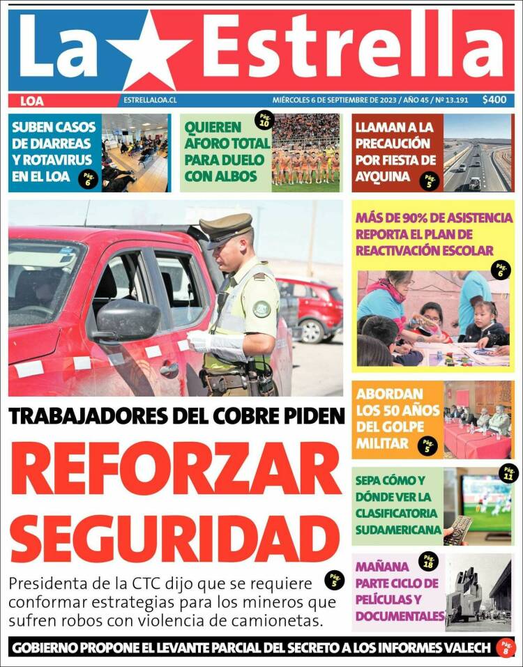 Portada de La Estrella de Loa (Chile)