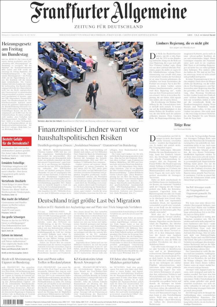 Portada de Frankfurter Allgemeine (Alemania)