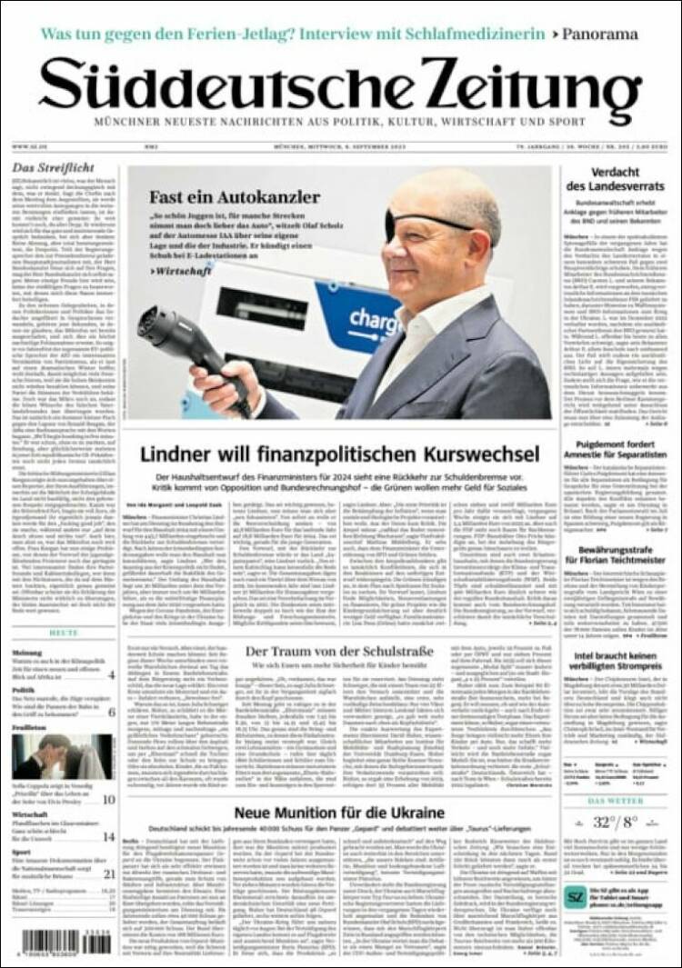 Portada de Sueddeutsche (Alemania)