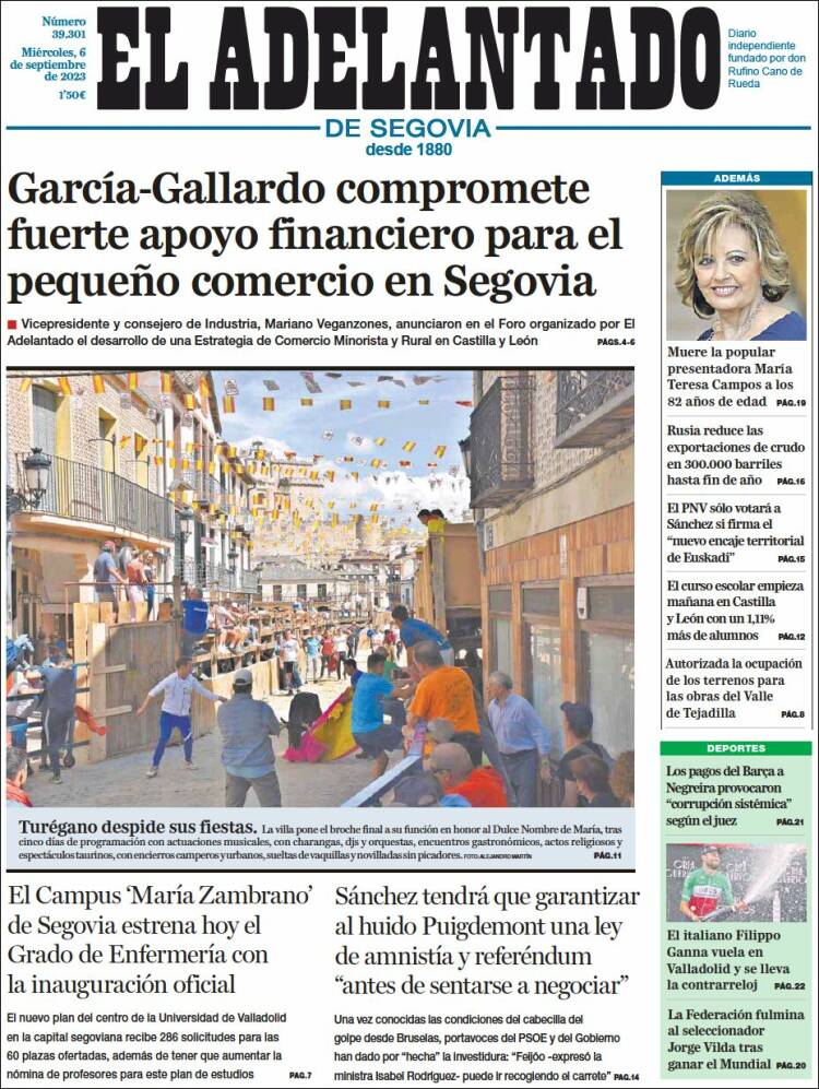 Portada de El Adelantado de Segovia (España)