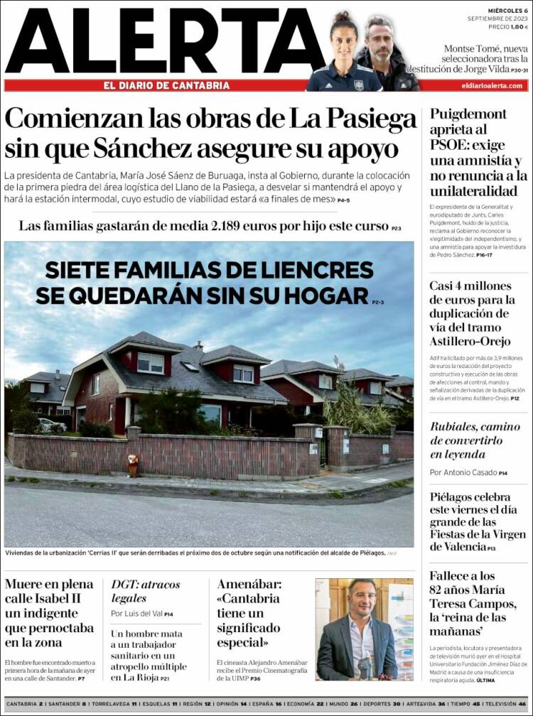 Portada de Alerta - El Diario de Cantabria (España)