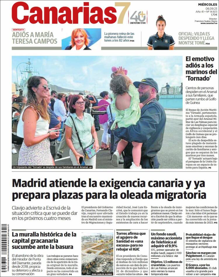 Portada de Canarias 7 (España)