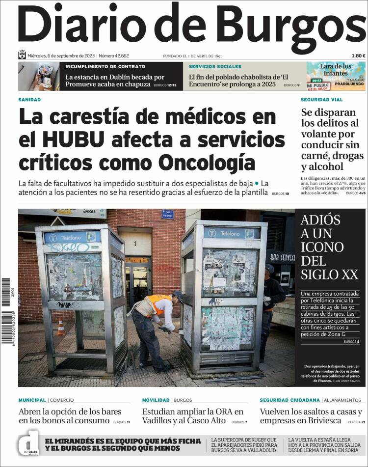 Portada de Diario de Burgos (España)