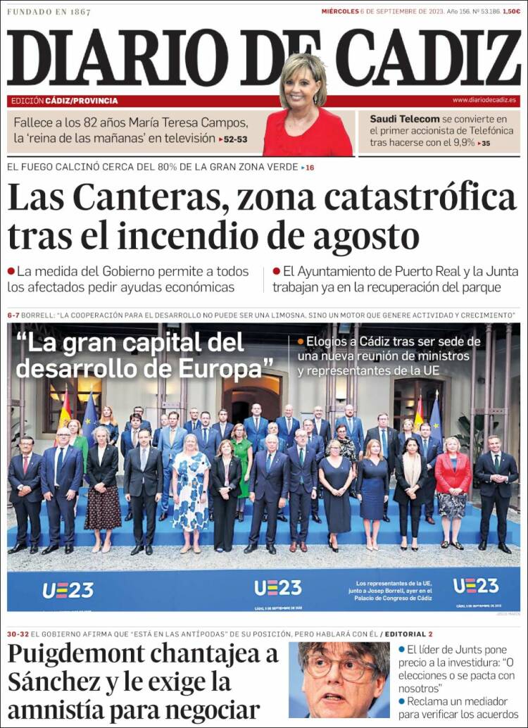 Portada de Diario de Cádiz (Espa&ntilde;a)