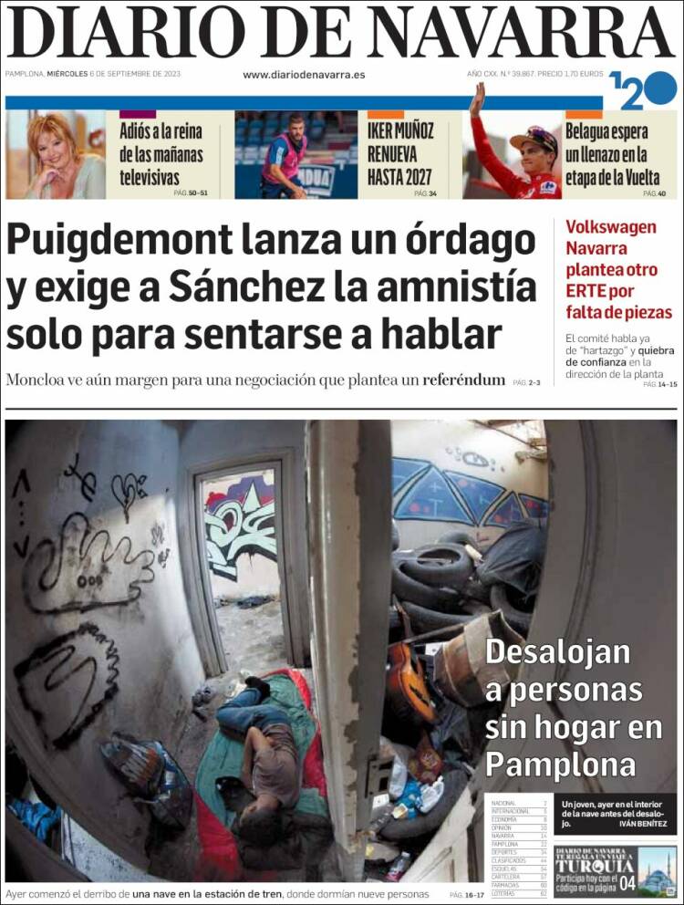Portada de Diario de Navarra (España)