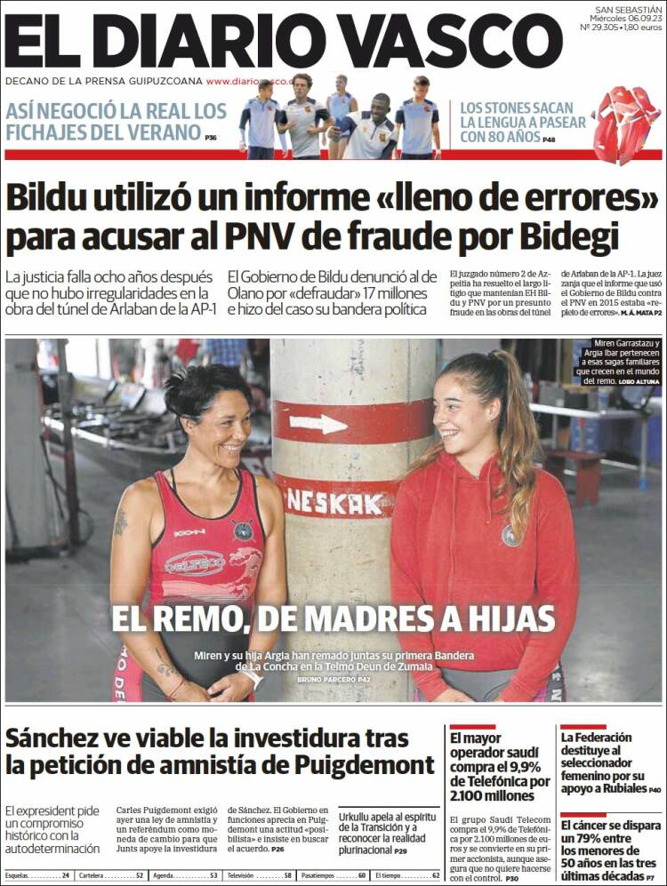Portada de Diario Vasco (España)