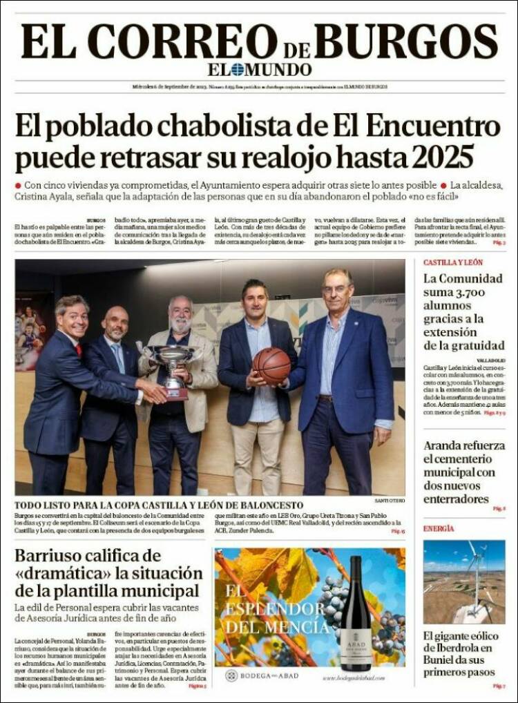 Portada de El Correo de Burgos (España)