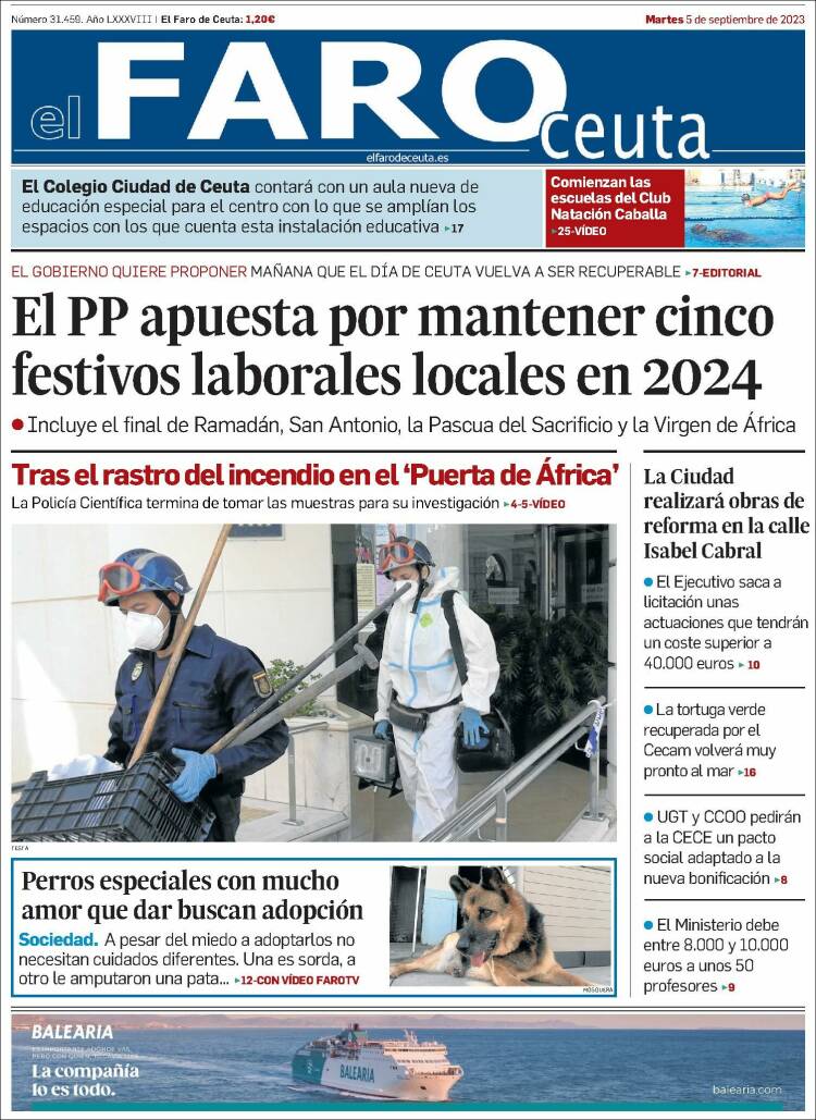 Portada de El Faro de Ceuta (España)
