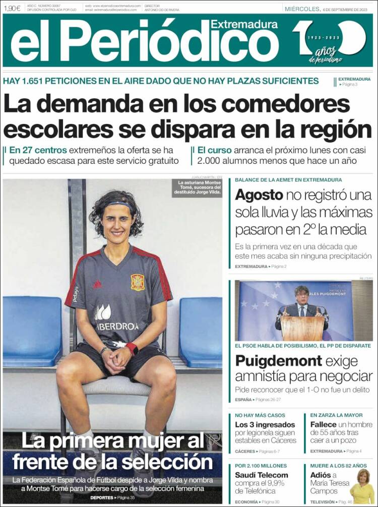 Portada de El Periódico de Extremadura (España)