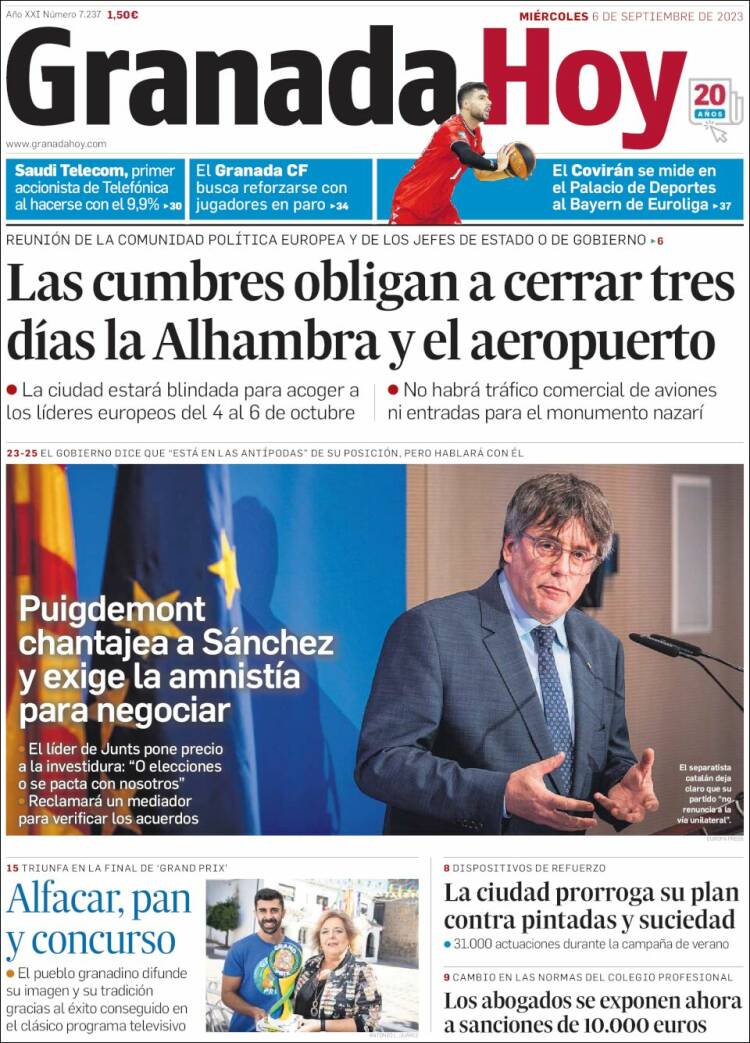 Portada de Granada Hoy (Espa&ntilde;a)
