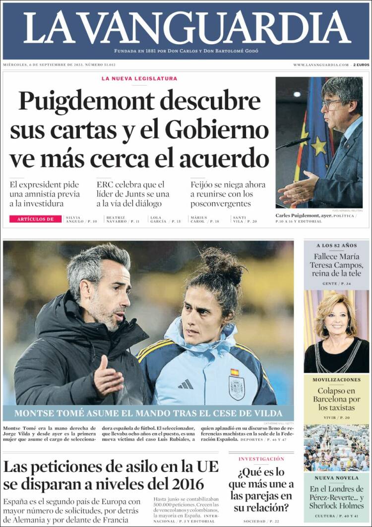 Portada de La Vanguardia (España)