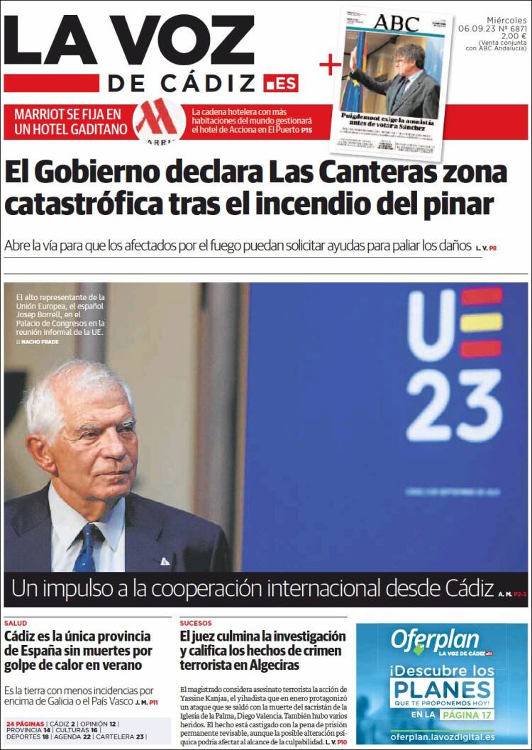 Portada de La Voz de Cádiz (Espa&ntilde;a)