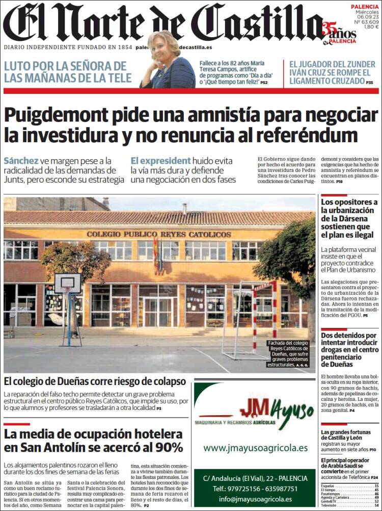 Portada de Norte de Castilla - Palencia (España)