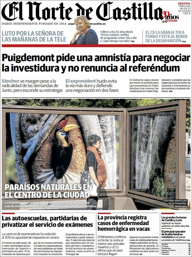 Portada de Norte de Castilla - Segovia (España)