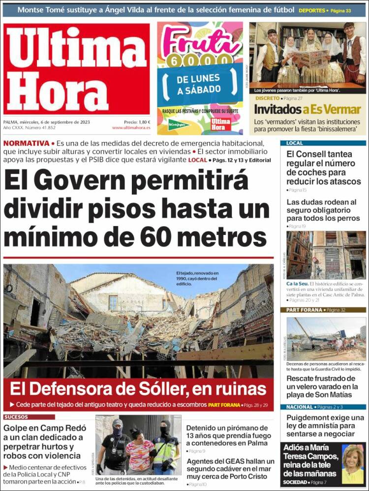 Portada de Última Hora (España)