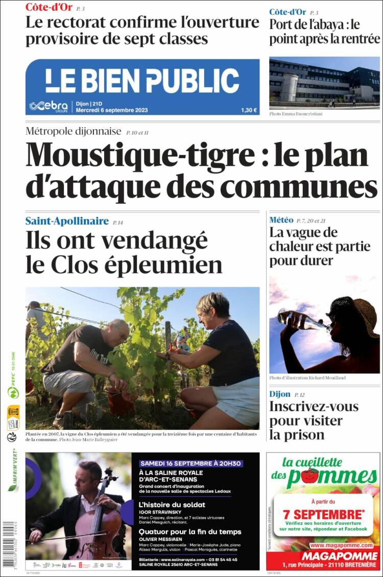 Portada de Le Bien Public (Francia)