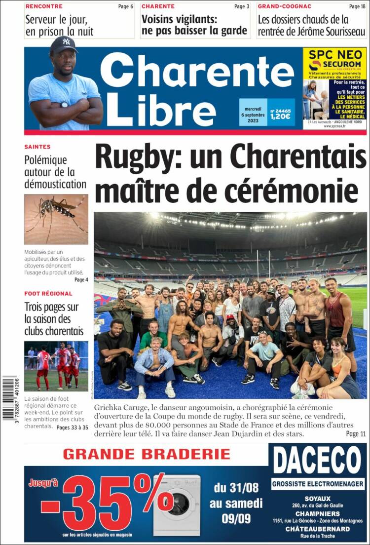 Portada de Charente Libre (Francia)