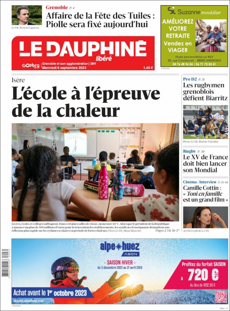 Portada de Le Dauphiné Libéré (Francia)