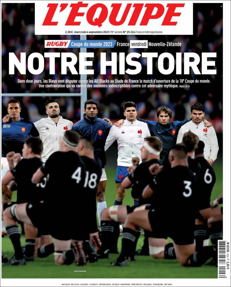 Portada de L'Equipe (Francia)