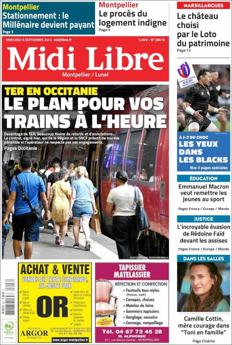 Portada de Midi Libre (Francia)