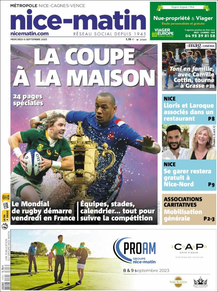 Portada de Nice-Matin (Francia)